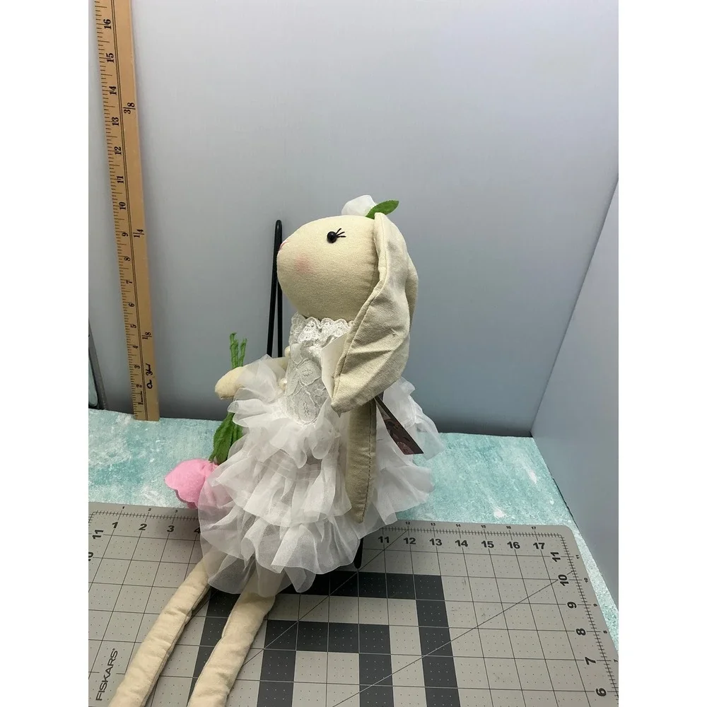222 Elegance Whimsical Long Leg Bunny Doll White Lace Tutu Pink Rose NWT 22in